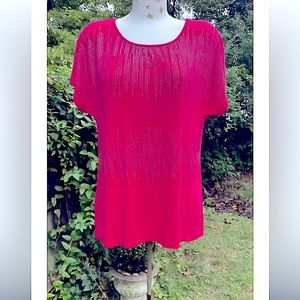 Bleu pink shining blouse L silver decoration ( MK15)